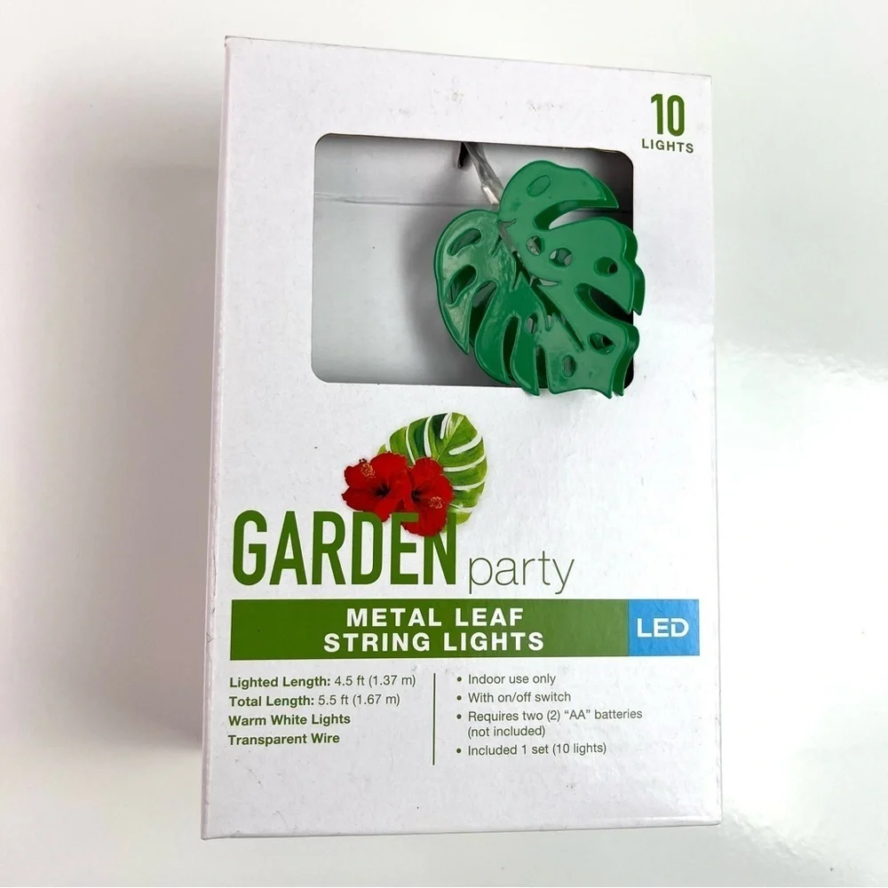 Garden Party Leaf LED String Light Set 5.5 feet Indoor Decorative Lights New